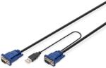 ASSMANN KVM Csatlakozókábel [1x VGA dugó - 2x PS/2 dugó, USB 2.0 dugó, A típus, VGA dugó] 3 m Fekete Digitus (DS-19232) (DS-19232)