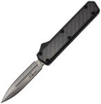 Golgoth G11B1 Negru. Cuțit automat OTF lamă cu dublu tăiș oțel D2 mâner aluminiu negru și