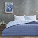 TAC ® Set dormit Pilota iarna pat dublu cu 2 perne, Donna Bleu/Albastru