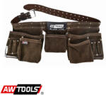 AWTools Black Line 30616BL profi övtáska derékövvel, velúr bőr (11 zseb) (AW30616BL)