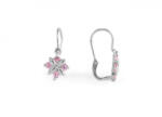 Ezüst Négyszögletes, halványrózsaszín köves ezüst gyermek fülbevaló ródium bvevonattal