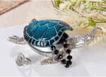  Josie teknős szobor és ékszer tároló ezüst és kék színekben 16cm