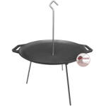 Kályhaház Mély, Íves Öntöttvas Grilltárcsa / Sütőtárcsa, 3 Kivehető lábbal és Akasztóval - Ø 49.5 cm - Kerek, Fogantyúval