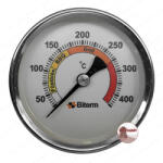 Kályhaház Grill, BBQ, Sütő, Smoker hőmérő szett 0-400°C, 6 cm szár hossz, menettel, ellenanyával, Körszámlapos