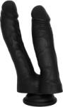 Guilty Toys Dildo Dublu cu Ventuza la Baza, Silicon Lichid, Negru, 17.7 cm, Guilty Toys Dildo