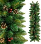 Hessa Ghirlanda de Craciun 1m din Crengute de Brad Artificial cu Conuri Naturale si Fructe Holly, Lungime 100cm, Diametru Bogat 35cm (465)