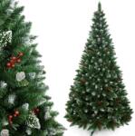 Hessa Brad Artificial de Craciun Holly cu Conuri Naturale, Fructe Holly si Cristale de Zapada pe Varfuri 220cm (DI-OS-220)