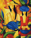 iPicasso Set pictura pe numere, cu sasiu, Femei si pisica, 40x50 cm (PC4050736)