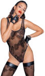 Noir Handmade Tulle body with patterned flock embroidery - M