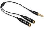 Delock kábel, audio sztereo jack apa, 3.5 mm > 2 x sztereo jack anya, 25 cm, fekete (DL65356) (DL65356)