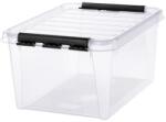 SMARTSTORE Műanyag tárolódoboz, 32 liter, fekete fogantyúkkal, SMARTSTORE "Classic 31", átlátszó (CSDSMART38) - primatinta