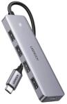 UGREEN Type-C Hub 5 in 1 (Elosztó, 4 USB + Type-C Aljzat, 16 cm) Szürke