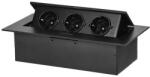 ORNO Összecsukható aljzatblokk 3 x aljzat 230V fekete shuko