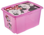 Keeper Tároló doboz tetővel 45L - Minnie Mouse, pink áttetsző