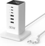 Tessan Prelungitor tip Turn Tessan TS-CS04, 6 prize, 4 USB, 2 USB-C, 30 W, cablu 2m (TS-CS04) - rovo