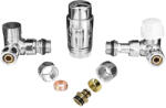 Ths Thermostyle Set robineti radiator tur retur axiali Cayman nichel 1/2 x 16 mm + 1/2 x 15 mm (3800154030154)