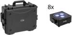 EUROLITE Set 8x AKKU Flat Light 3 bk + Plastic case with trolley (20001048)