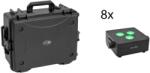  EUROLITE Set 8x AKKU IP Flat Light 3 bk + Plastic case with trolley (20001047)
