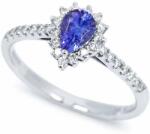 White & Black Csepp tanzanit eljegyzési gyűrű gyémántokkal (AU12646)