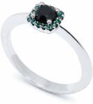 White & Black Fekete és kék gyémánt drágaköves eljegyzési gyűrű (AU13362)