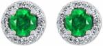 White & Black Halo smaragd fülbevaló gyémántokkal (AU12034)
