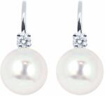White & Black Igazgyöngy Classic gyémánt fülbevaló - 8-8, 5mm - kapcsos - édesvízi (AU13728)