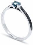 White & Black Briliáns kék gyémánt eljegyzési gyűrű - 0, 36 karát (AU12432)