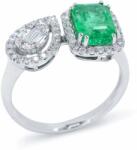 White & Black Moi et Toi smaragd gyűrű baguette gyémántokkal (AU13018)
