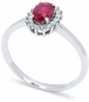 White & Black Ovális rubin eljegyzési gyűrű gyémántokkal (AU13028)