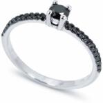 White & Black Celine fekete gyémánt eljegyzési gyűrű - 0, 63 karát (AU13898)