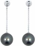 White & Black Igazgyöngy lógós fülbevaló gyémánttal - 8-8, 5mm tahiti (AU10862)