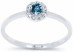 White & Black Halo kék gyémánt eljegyzési gyűrű - 0, 15 karát (AU12697)