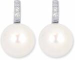 White & Black Gyémánt fülbevaló igazgyönggyel - 9, 5-10mm - édesvízi (AU13854)