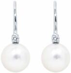 White & Black Igazgyöngy fülbevaló gyémánttal - 6-6, 5mm - kapcsos - akoya (AU13756)