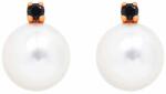 White & Black Igazgyöngy fülbevaló fekete gyémánttal - 6-6, 5mm - rosegold - akoya (AU12109)