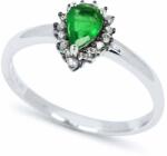 White & Black Csepp smaragd eljegyzési gyűrű gyémántokkal (AU13276)
