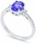 White & Black Imelda ovális tanzanit köves eljegyzési gyűrű (AU12716)