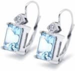 White & Black Kék akvamarin fülbevaló gyémánttal - kapcsos (AU11605)