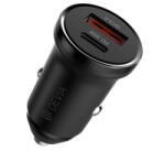 DEVIA SMART MINI autós töltő USB+Type-C aljzat (30W, PD gyorstöltő 3.0) FEKETE (ST112421) (ST112421)