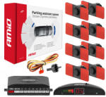 AMiO 8 szenzoros ultrahangos parkolóradar rendszer - elöl és hátul, LED kijelzővel és hangjelzéssel (02256)