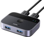 UGREEN USB 3.0 switch, Ugreen, CM757, 2 port, 5 Gbps, fekete, 59x33x20mm, 2 USB kábel 1, 5 m (UGR1875)