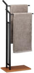 Relaxdays Modern Törölközőtartó kétkarú fekete-barna 88x40x20 cm 10024629