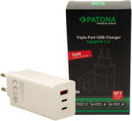 PATONA PD100W 2x USB-C // USB-A PREMIUM töltő (PD3.0 // QC3.0) (white) (2647) (2647)