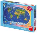 Dino Állatos világtérkép 300 darabos XL puzzle Ajánlott 3-6 éves korig unisex [Cikkszám 49513]