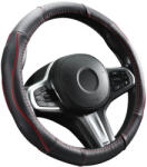  Valódi bőr kormányvédő szellőző lyukacsos piros betétes mintával - 36-38cm - DW-5506R