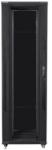 Lanberg FF01-8242-12B 19 42U SZÉL: 800 MÉLY: 1200 MAG: 2047 lapraszerelt üvegajtós fekete rack szekrény (FF01-8242-12B)