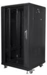 Lanberg FF01-6622-12B 19 22U SZÉL: 600 MÉLY: 600 MAG: 1159 lapraszerelt üvegajtós fekete rack szekrény (FF01-6622-12B)