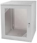 Stalflex RC19-12U-600GG 19 12U 600 mm mély lapraszerelt szürke üvegajtós fali rack szekrény (RC19-12U-600GG)