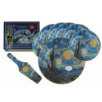 CARMANI Van Gogh Csillagos Éj üveg süteményes készlet tortalapáttal - 6 személyes (IMO-C-198-7551)