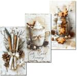  Nyomtatott dekorkarton - Vintage fehér téma táblák 3db/csomag